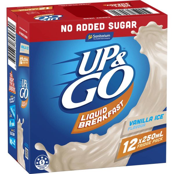 Up & Go Vanilla Milk Less Sugar Cartons 250ml X 12 Cartons