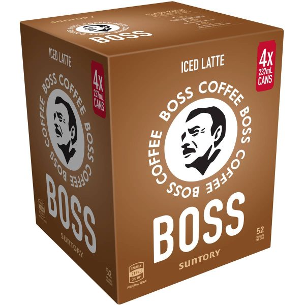 Suntory Boss Coffee Iced Latte Cans 237ml X 4 Pack
