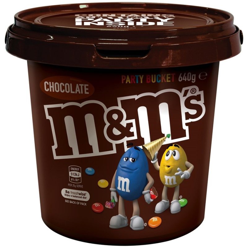 M&Ms Milk Chocolate Flavour Chocolate Buttons Candy Party Bucket Tub 640g