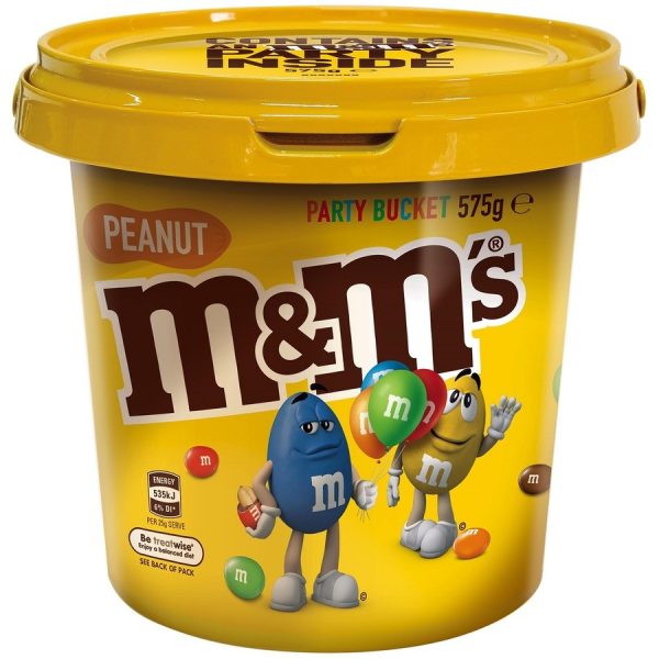 M&Ms Peanut Flavour Chocolate Buttons Candy Party Bucket Tub 575g