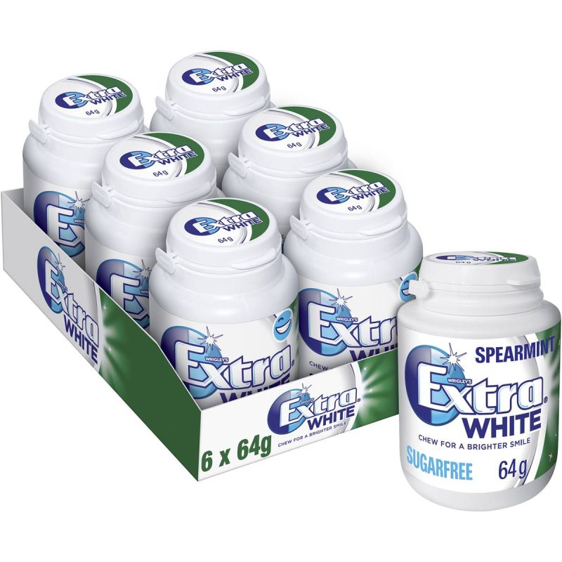 Wrigleys Extra White Chewing Gum Spearmint 64g X 6 Bottles