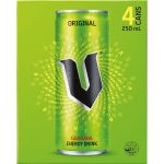 V Original Guarana Energy Drink Can 250ml X 4 Pack