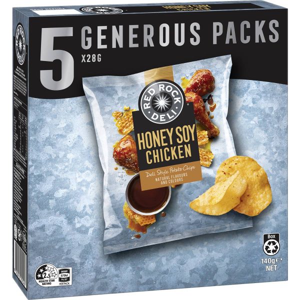Red Rock Deli Honey Soy Chicken Potato Chips 28g Pack X 5 Packs
