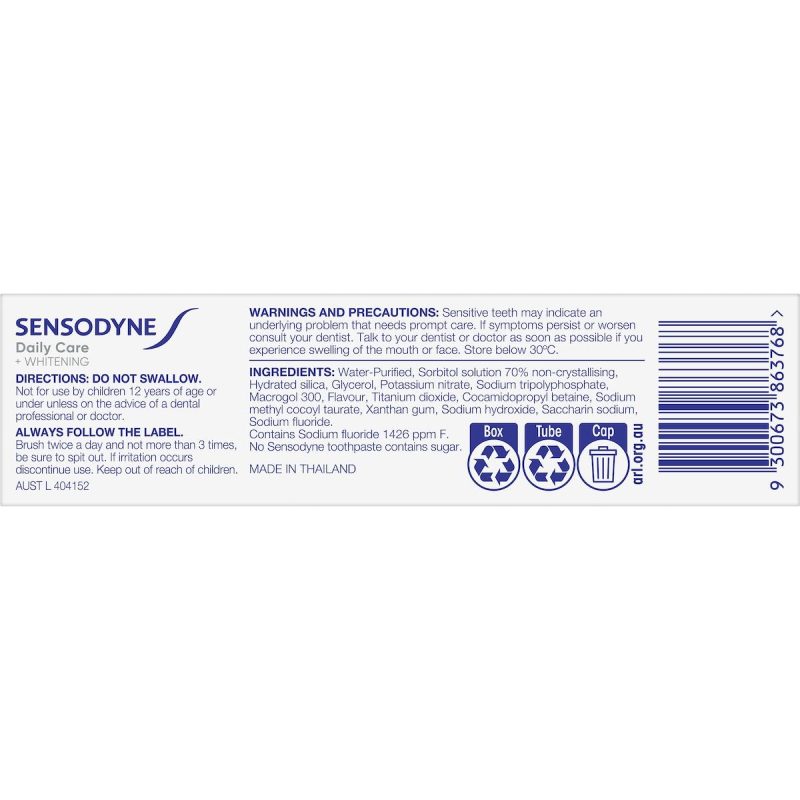 Sensodyne Daily Care Whitening Fluoride Toothpaste 50g