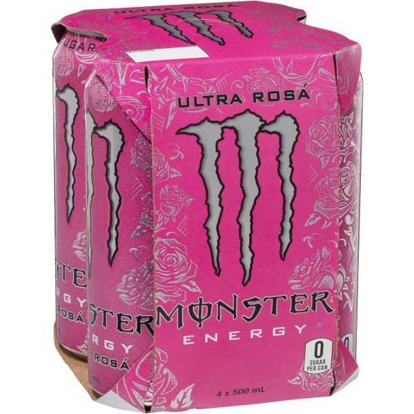 Monster Energy Zero Sugar Ultra Rosa Drink Can 500ml X 4 Pack