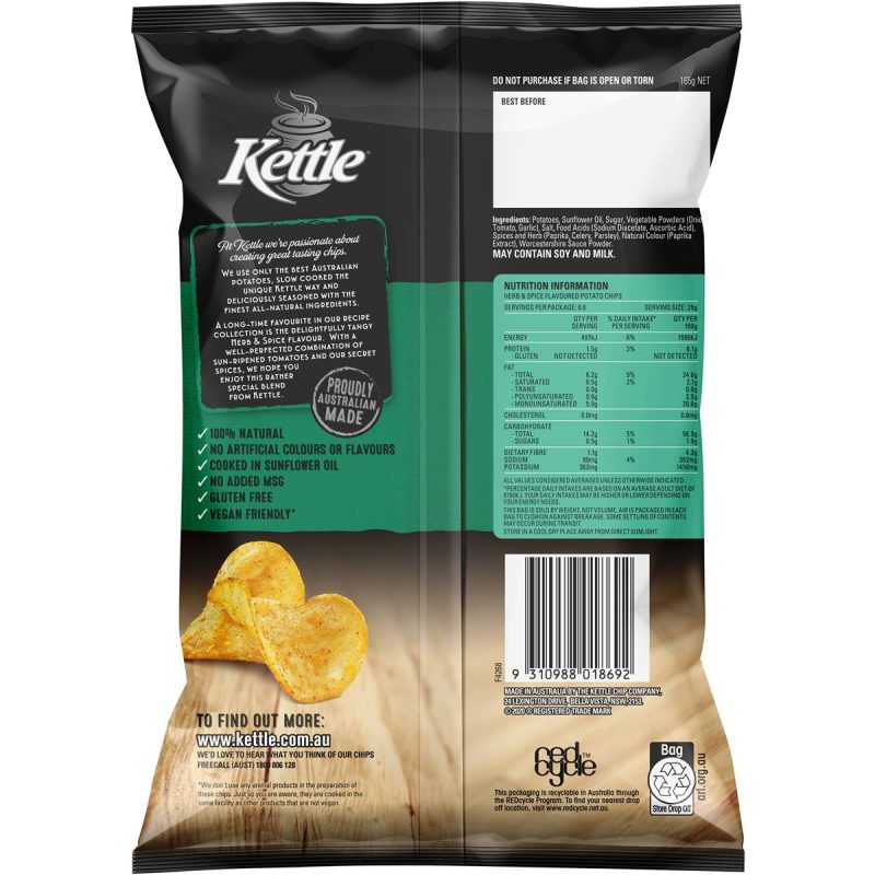 Kettle Classic Herb and Spice Potato Chips Pack 165g