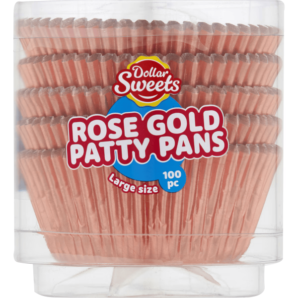Dollar Sweets Rose Gold Foil Muffin Patty Pans Large 100 Pack