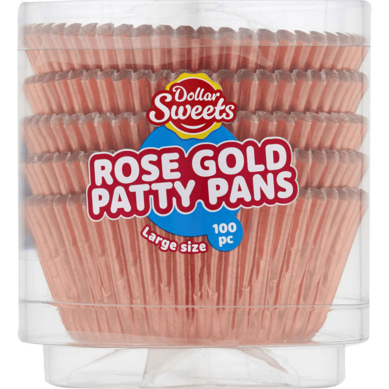 Dollar Sweets Rose Gold Foil Muffin Patty Pans Large 100 Pack