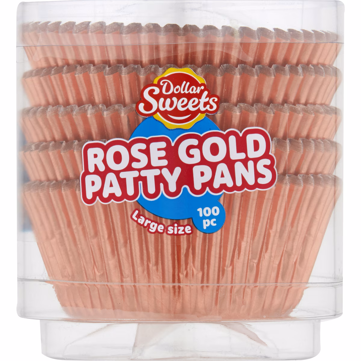 Dollar Sweets Rose Gold Foil Muffin Patty Pans Large 100 Pack