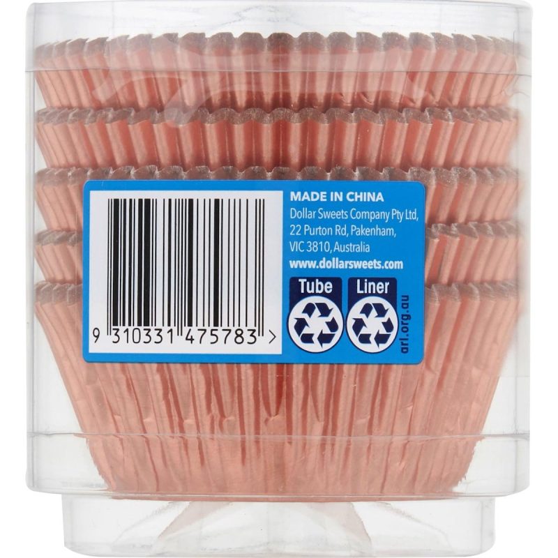 Dollar Sweets Rose Gold Foil Muffin Patty Pans Large 100 Pack