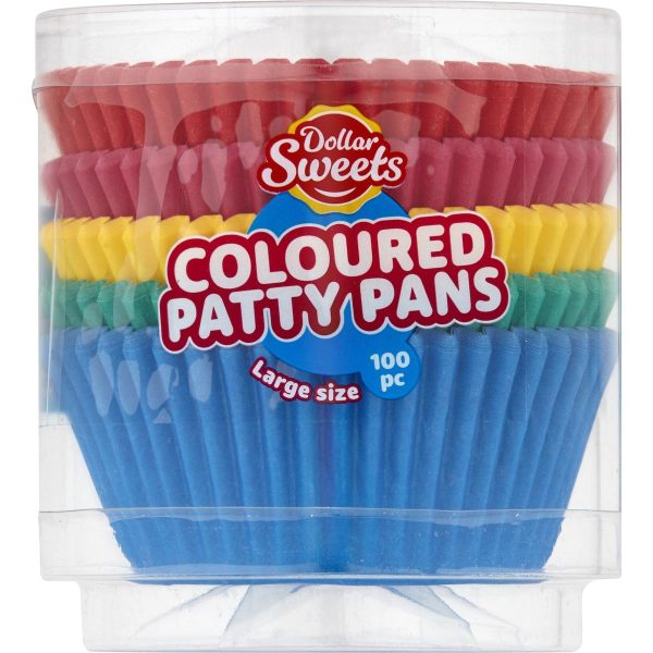 Dollar Sweets Coloured Muffin Patty Pans Large 100 Pack