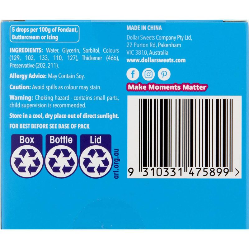 Dollar Sweets Artificial Food Colours 8 Pack