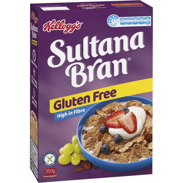 Kelloggs Sultana Bran Gluten Free GF High Fibre Breakfast Cereal 350g