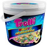 Trolli Brite Crawlers Sweet Sour Gummy Worms Candy Bucket Tub 625g