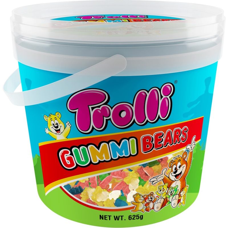 Trolli Sweet Chewy Gummy Bears Candy Bucket Tub 625g