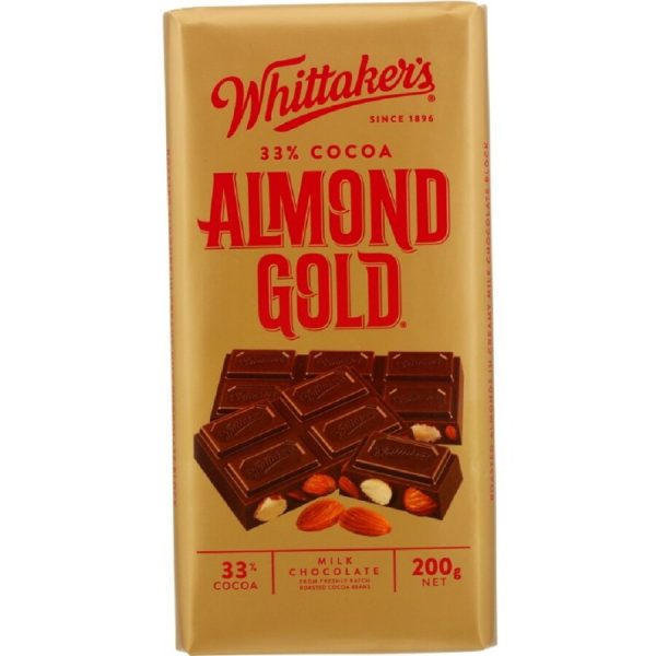 Whittakers Almond Gold Milk Chocolate Block 200g