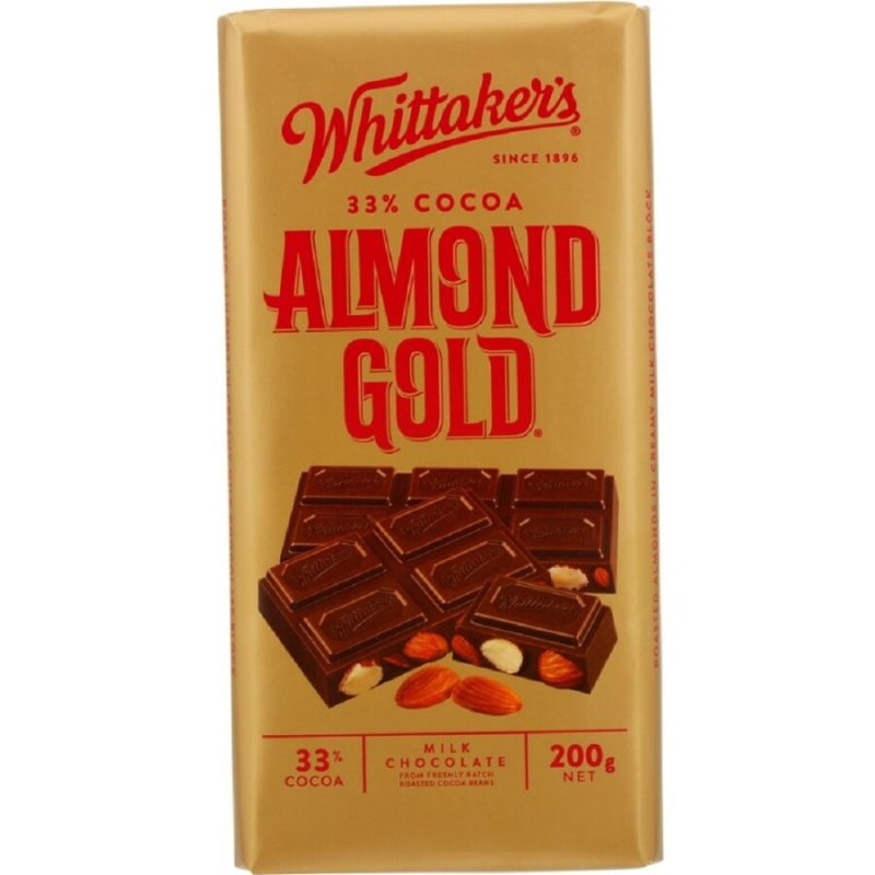 Whittakers Almond Gold Milk Chocolate Block 200g