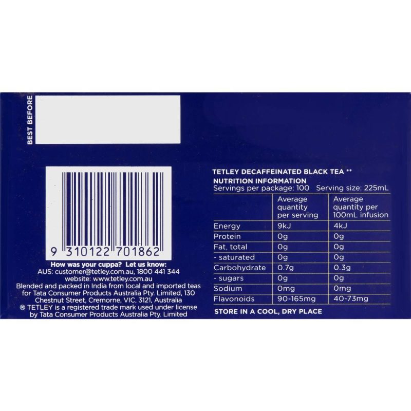 Tetley Decaffeinated Tea Bags 100 Pack