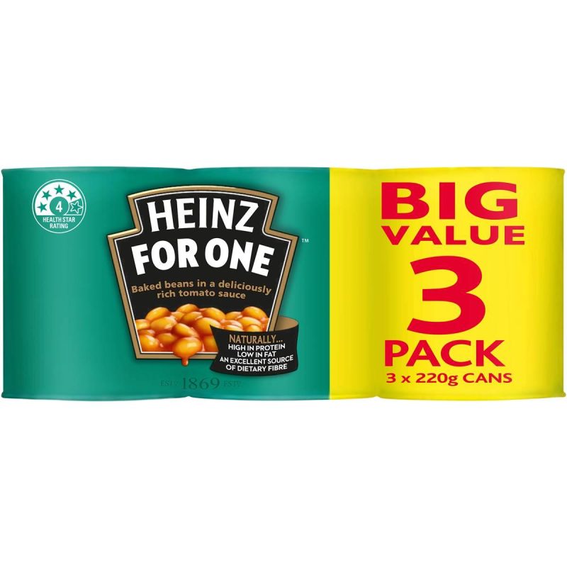 Heinz Baked Beans In Tomato Sauce Can 220g X 3 Cans