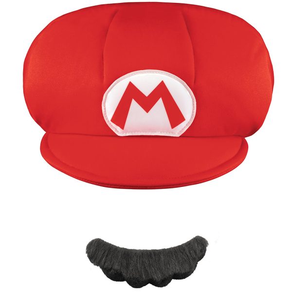 Super Mario Red Hat For Kids Adults with Moustache