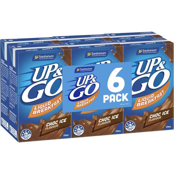Up & Go Chocolate Milk Liquid Breakfast Cartons 250ml X 6 Cartons