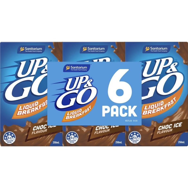 Up & Go Chocolate Milk Liquid Breakfast Cartons 250ml X 6 Cartons
