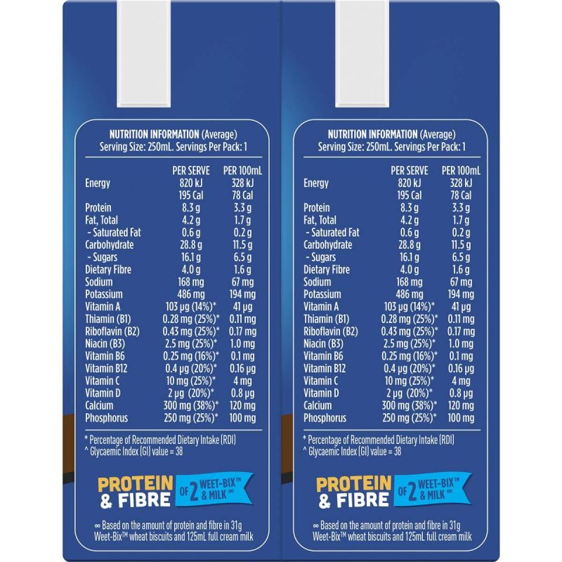 Up & Go Chocolate Milk Liquid Breakfast Cartons 250ml X 6 Cartons