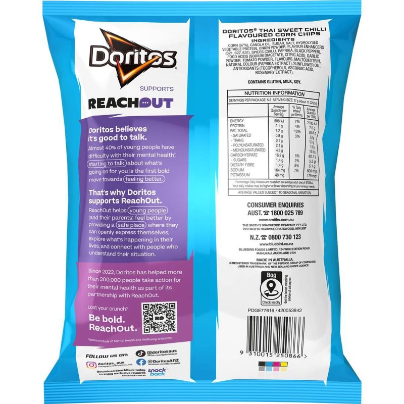 Doritos Corn Chips Thai Sweet Chilli Pack 150g