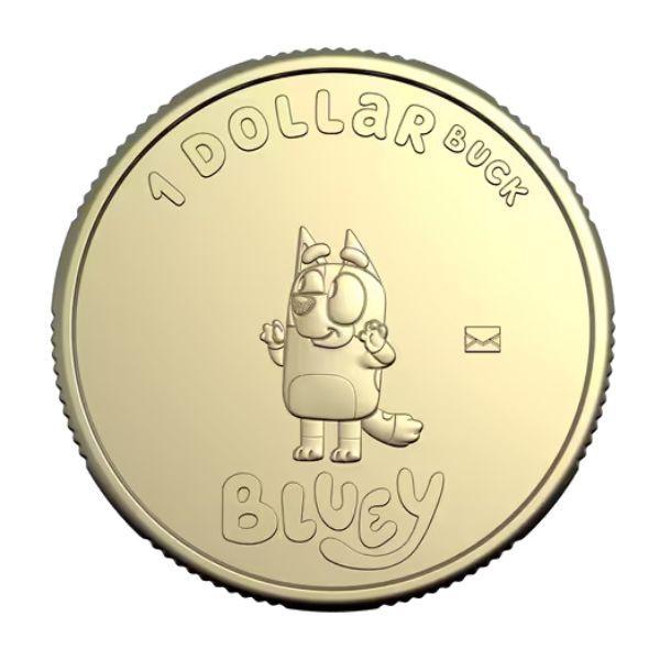 Bluey Privy Mark Coin in Card $1 One Dollar Gold Coin 2024 Bingo