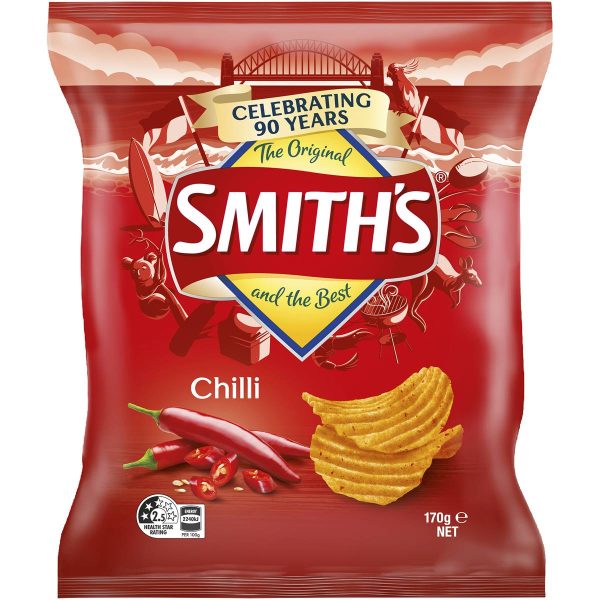 Smiiths Crinkle Cut Hot Chilli Spicy Chips Snacks Pack 170g