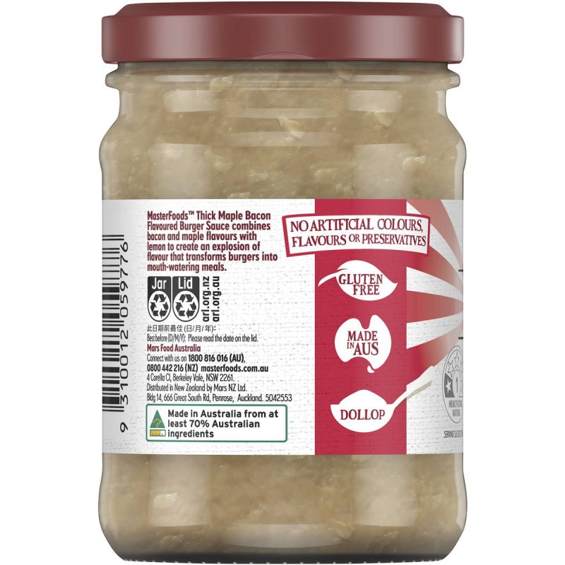 Masterfoods Thick Maple Bacon Flavoured Burger Sauce 220ml