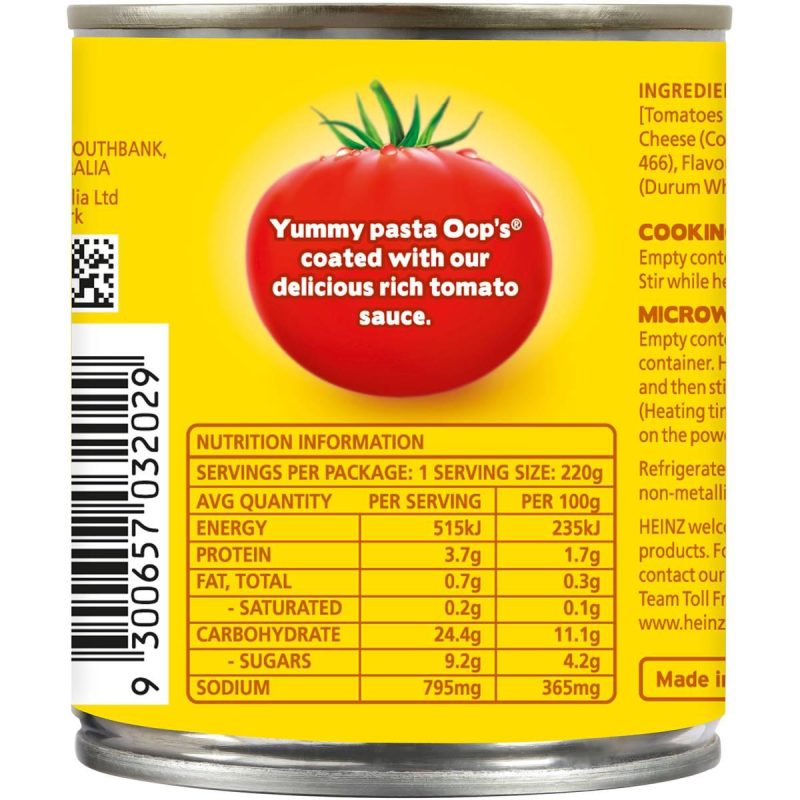 Heinz Oops Spaghetti Pasta In Tomato Sauce Can 220g