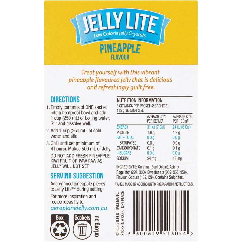 Aeroplane Jelly Lite Pineapple Low Calorie Jelly Powder 18g