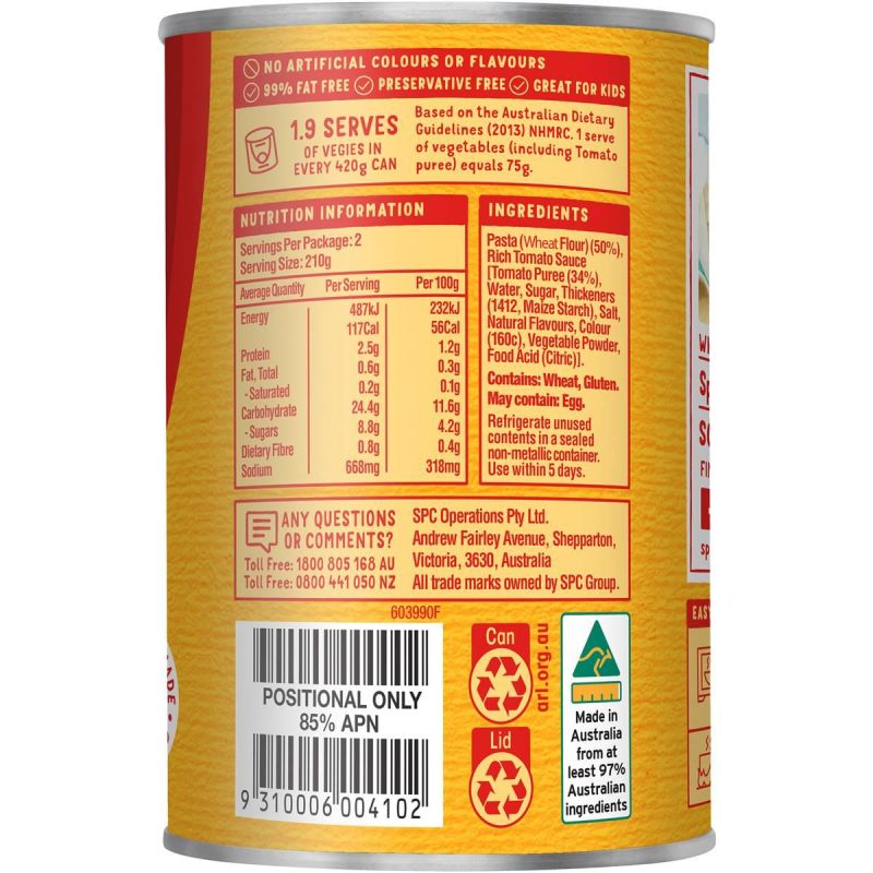 SPC Spaghetti Rich Tomato Sauce Can 420g