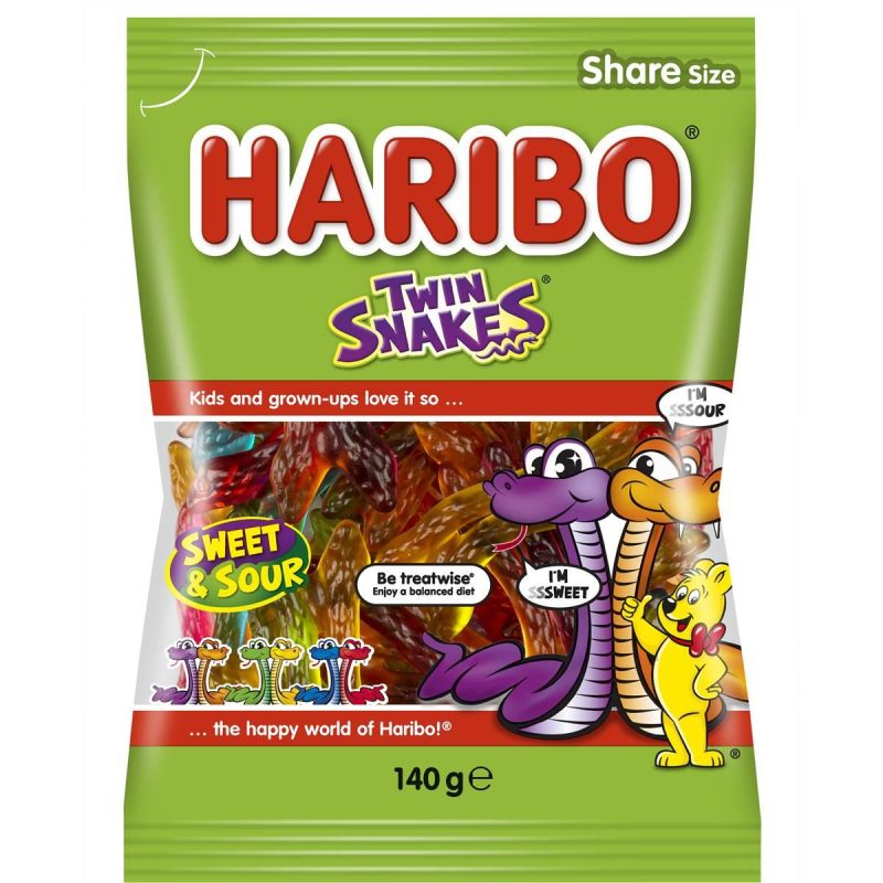 Haribo Sweet and Sour Twin Snakes Candy 140g