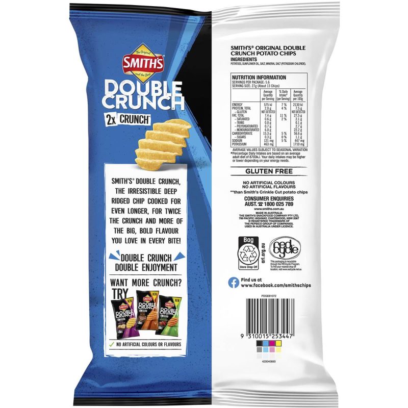 Smiths Double Crunch Original Potato Chips Pack 150g