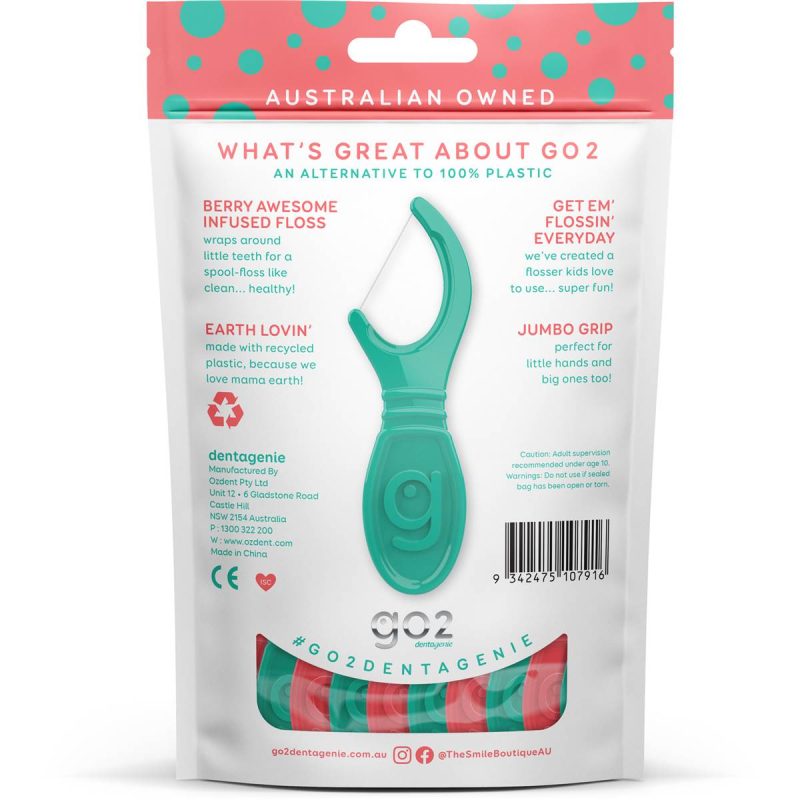 Go2 Dentagenie Kids Soft Teeth Floss Sticks Berry Flavour 36 Pack