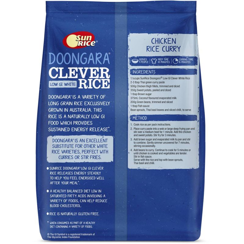 Sunrice Clever Rice Low Gi White Rice Pouch 1kg