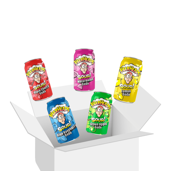 Warheads Sour Soda Cans 355ml 4 Pack Box Set Bundle