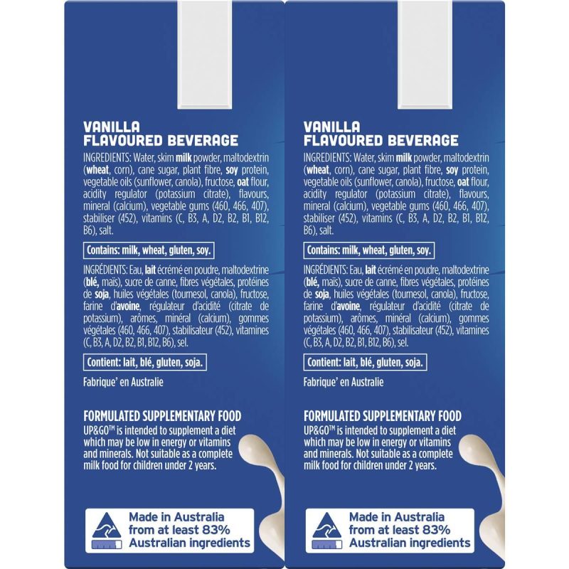 Up & Go Vanilla Milk Liquid Breakfast Cartons 250ml X 6 Cartons