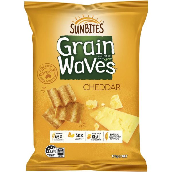 Sunbites Grain Waves Wholegrain Chips Cheddar Cheese Pack 170g