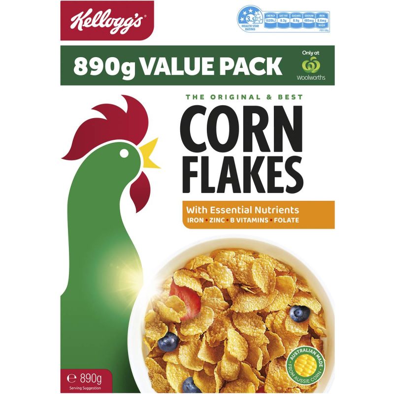 Kelloggs Corn Flakes Breakfast Cereal Family Value Pack 890g