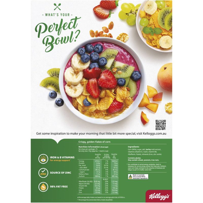 Kelloggs Corn Flakes Breakfast Cereal Family Value Pack 890g