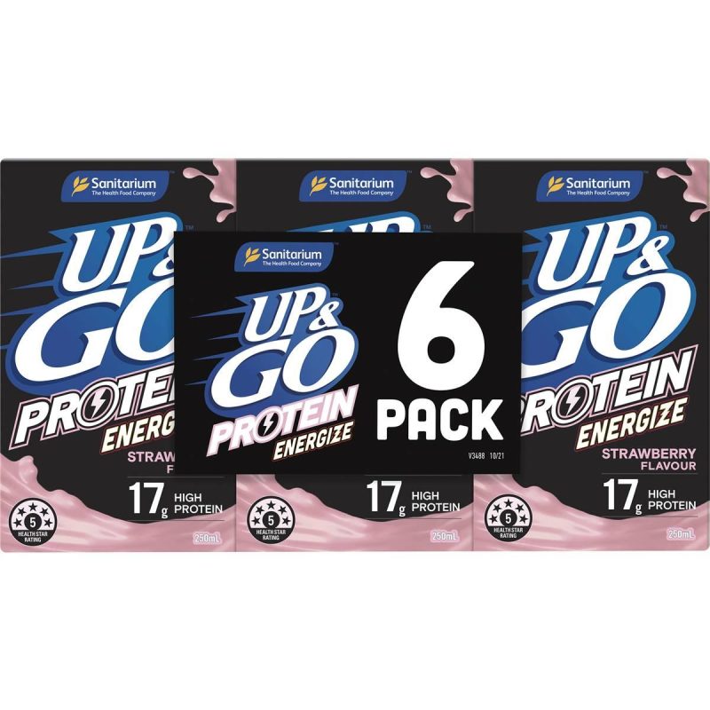 Up & Go Protein Energize Strawberry Cartons 250ml X 6 Cartons