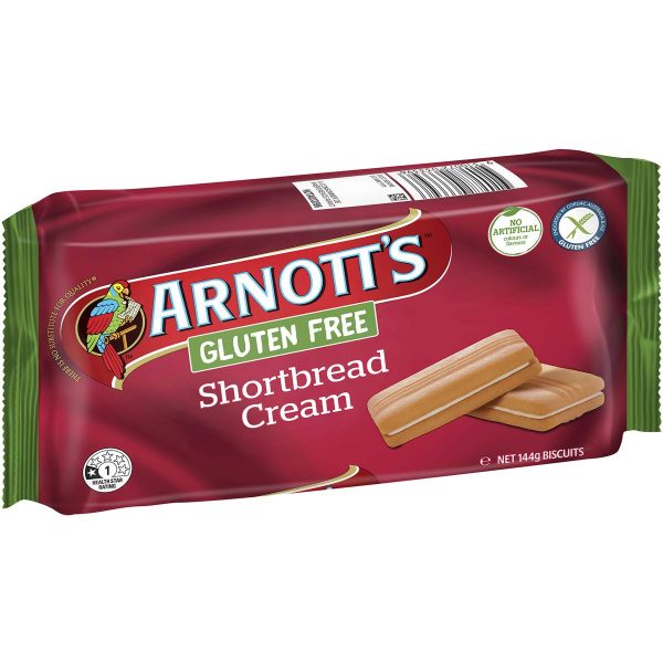 Arnotts Gluten Free GF Shortbread Cream Biscuits Pack 144g