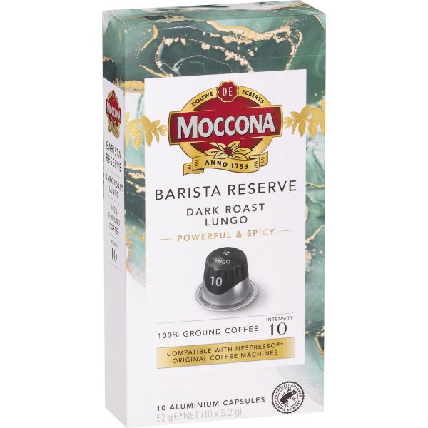 Moccona Barista Reserve Dark Roast Lungo Coffee Pods Capsules 10 Pack