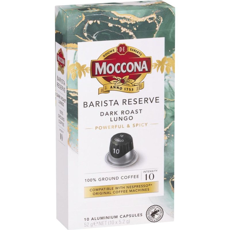 Moccona Barista Reserve Dark Roast Lungo Coffee Pods Capsules 10 Pack