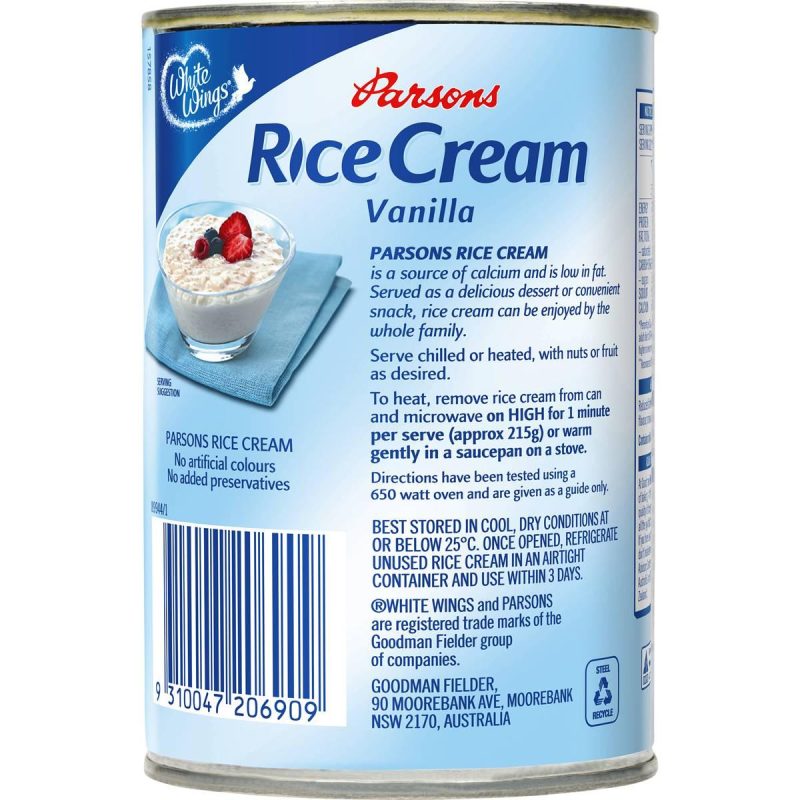 White Wings Parsons Vanilla Rice Cream Can 430g