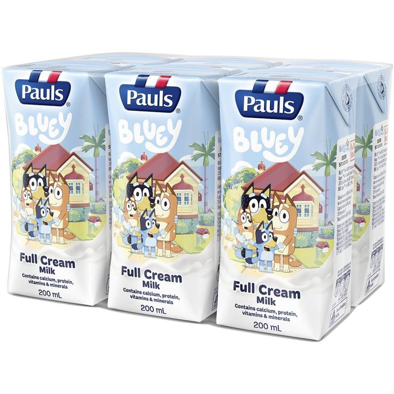 Pauls Bluey Full Cream Milk Carton 200ml X 6 Cartons