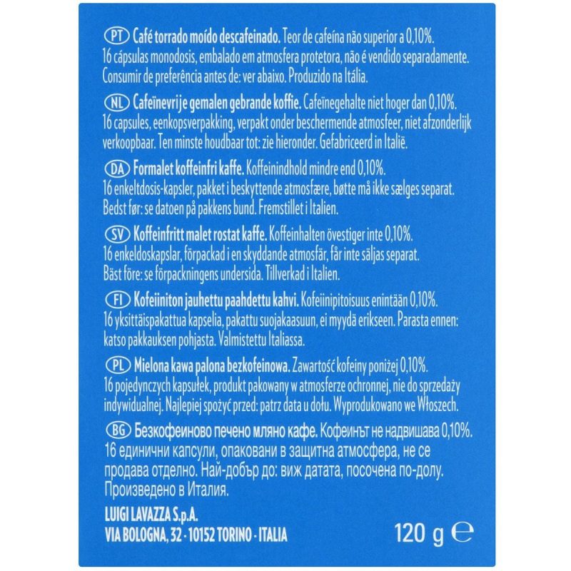 Lavazza Decaffeinated Espresso Coffee Pods Capsules 16 Pack